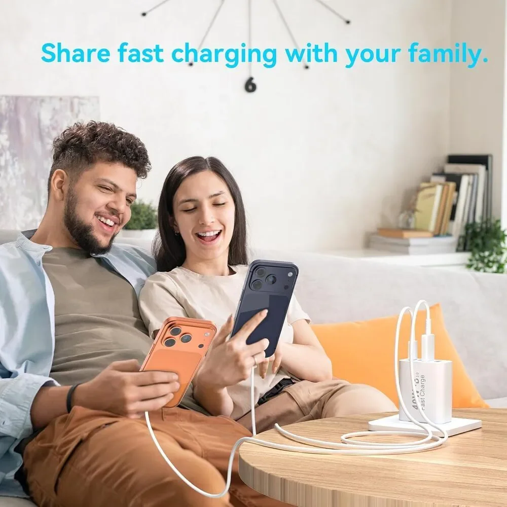 USB C Charger Block 2 Pack 40W Fast Charging 4 Port Wall Plug Power Adapter